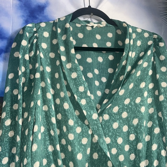 Heartloom Green and White polka Dot Blouse - Picture 3 of 7